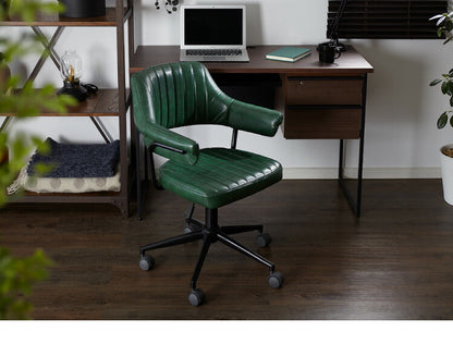 デスクチェア オフィスチェア レトロモダン ガス圧チェア 本革風PUレザー 肉厚ウレタン 肘付き キルティング GAZE ゲイズ 昇降チェア 椅子 イス 在宅勤務 リモートワーク(代引不可)