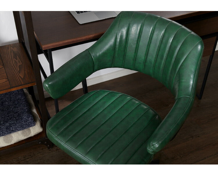 デスクチェア オフィスチェア レトロモダン ガス圧チェア 本革風PUレザー 肉厚ウレタン 肘付き キルティング GAZE ゲイズ 昇降チェア 椅子 イス 在宅勤務 リモートワーク(代引不可)