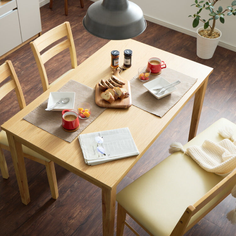 ダイニングセット 背もたれ付き ベンチ 4点セット 120cm×75cm 4人掛け 天然木 オーク ダイニングセット ダイニングテーブル ダイニングベンチ ダイニング4点セット 食卓テーブル ダイニングチェア(代引不可)