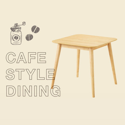 カフェ風 ダイニングテーブル 天然木 幅75 奥行75 2人掛け 木目調 ナチュラル 木製 75×75cm リビング ダイニング パソコンデスク つくえ 机 デスク テーブル 丈夫 食卓テーブル
