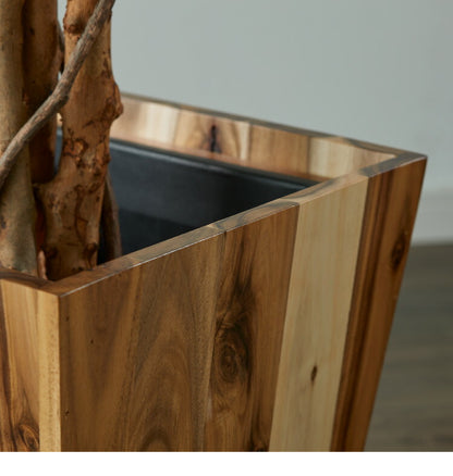 アカシアプランターボックス 7号鉢用 プランターカバー ウッドプランターボックス ウッドプランターカバー スクエア型 インナーポット付き 底穴なし 33.3cm×33.4cm×34.7cm 木製 鉢カバー(代引不可)