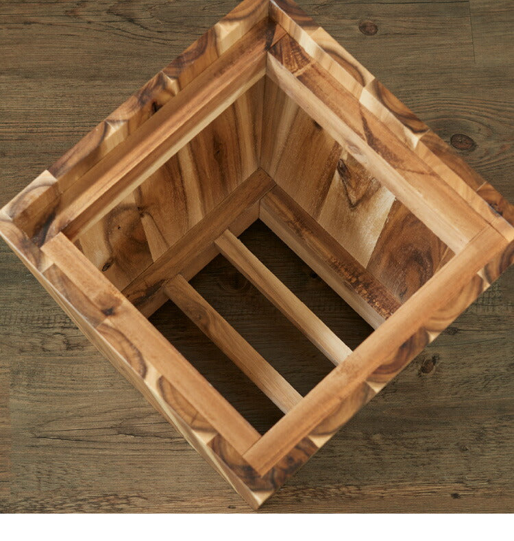 アカシアプランターボックス 7号鉢用 プランターカバー ウッドプランターボックス ウッドプランターカバー スクエア型 インナーポット付き 底穴なし 33.3cm×33.4cm×34.7cm 木製 鉢カバー(代引不可)