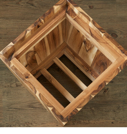 アカシアプランターボックス 7号鉢用 プランターカバー ウッドプランターボックス ウッドプランターカバー スクエア型 インナーポット付き 底穴なし 33.3cm×33.4cm×34.7cm 木製 鉢カバー(代引不可)