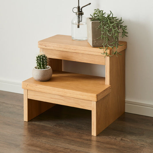 木製2段踏み台 ステップ台 子ども 子供 手洗い 脚立 木目 飾り棚 プランター台 踏み台 おしゃれ 2段 スツール 洗面所 手洗い 玄関 壁 猫 ナチュラル雑貨 ディスプレイラック キッズチェア チェアー(代引不可)