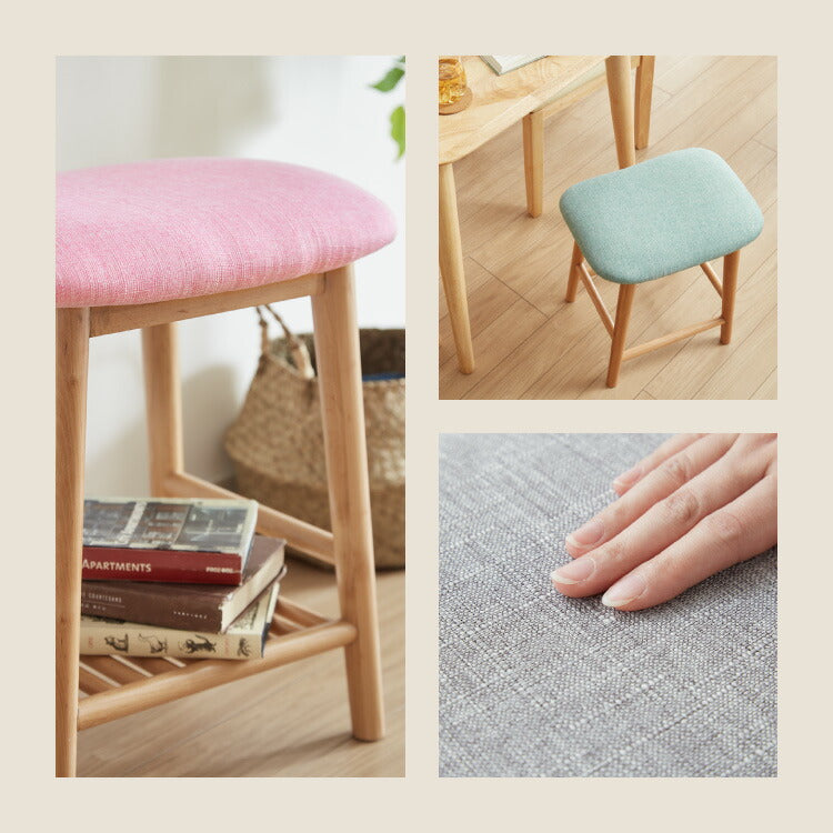 アルダー材を使ったファブリックスツール ランド ロータイプ ロースツール 棚なしアルダー材 天然木 無垢材 ウッドスツール キッチンスツール おしゃれ 北欧 木製椅子 カウンタースツール