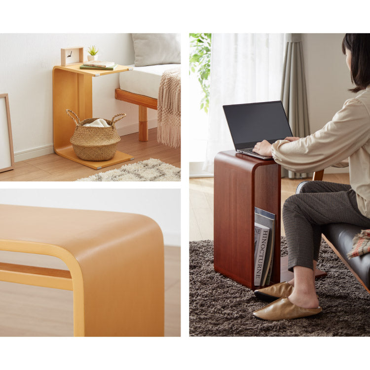 2WAY コの字サイドテーブル 幅55cm センターテーブル サイドテーブル 完成品 木製 天然木 テーブル ローテーブル 机 リビングテーブル ミニテーブル コーヒーテーブル ベッドサイド ナイトテーブル