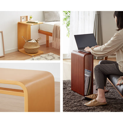 2WAY コの字サイドテーブル 幅55cm センターテーブル サイドテーブル 完成品 木製 天然木 テーブル ローテーブル 机 リビングテーブル ミニテーブル コーヒーテーブル ベッドサイド ナイトテーブル