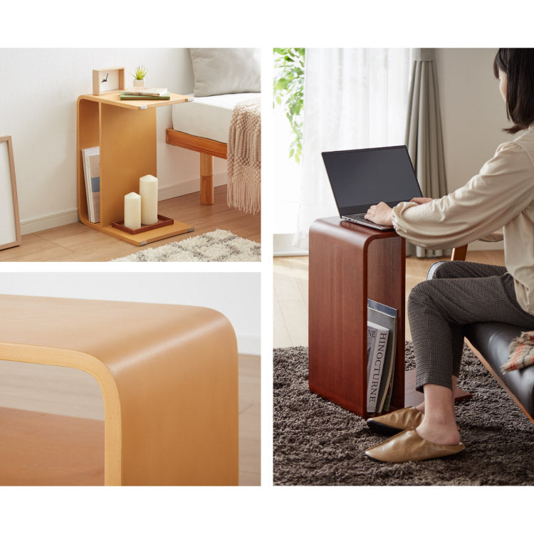 棚付き 2WAY コの字サイドテーブル 幅55cm センターテーブル サイド