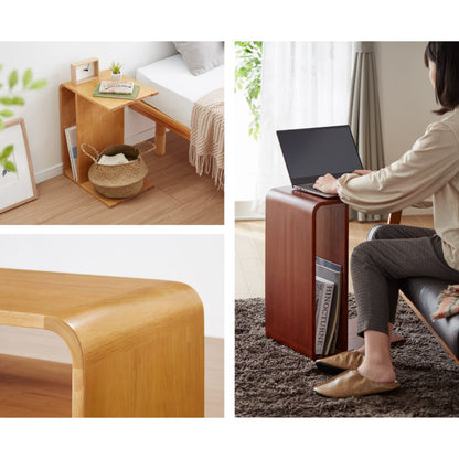 棚付き 2WAY コの字サイドテーブル 幅55cm センターテーブル サイドテーブル 完成品 木製 天然木 テーブル ローテーブル 机 リビングテーブル ミニテーブル コーヒーテーブル ナイトテーブル