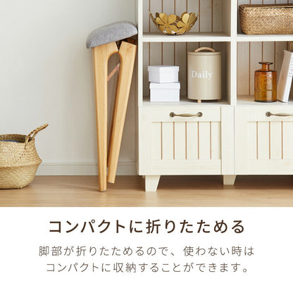 アルダー材を使った 折りたたみスツール サイン ファブリックスツール ハイスツール アルダー材 天然木 無垢材 ウッドスツール キッチンスツール おしゃれ 北欧 木製椅子 カウンタースツール