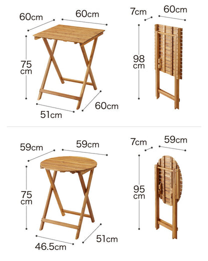 ガーデン3点セット アカシア ガーデンセット 60cm 天然木 コンパクト 折りたたみ可能 ガーデンテーブル ガーデンチェア 2脚 木製 ベランダ ガーデンファニチャーセット アウトドア バルコニー