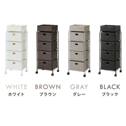 キャスター付きラタン調サニタリー収納 幅35cm スリム 引き出し サニタリーチェスト サニタリー すき間 チェスト ランドリー 棚 ラック チェスト ランドリー収納 収納ボックス キャスターつき