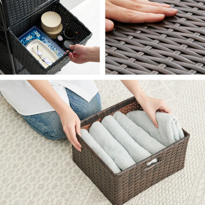 天板付き キャスター付きラタン調サニタリー収納 幅35cm ワイド 大容量 引き出し 木製天板 サニタリーチェスト サニタリー すき間 チェスト ランドリー 棚 ラック チェスト ランドリー収納