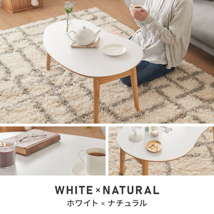 センターテーブル 折りたたみ ビーンズ型センターテーブル 80×50cm メラミン天板 天然木 幅80 ローテーブル テーブル 机 折り畳み 天然木 一人暮らし 新生活 リビング 食事 作業 おしゃれ 北欧