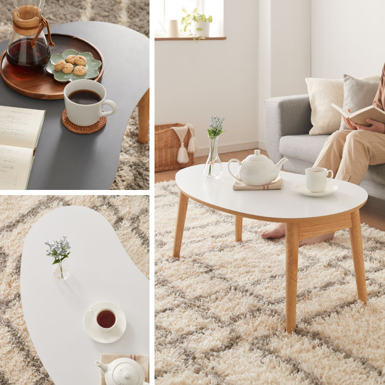 センターテーブル 折りたたみ ビーンズ型センターテーブル 80×50cm メラミン天板 天然木 幅80 ローテーブル テーブル 机 折り畳み 天然木 一人暮らし 新生活 リビング 食事 作業 おしゃれ 北欧