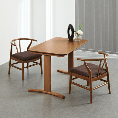 2サイズから選べる 高さ65cm ダイニングテーブル 110×70cm 140×80cm T字脚 天然木 幅110 幅140 2人用 4人用 オーク突板 ナチュラル 木製 リビング ダイニング パソコンデスク つくえ 机 デスク テーブル 食卓テーブル