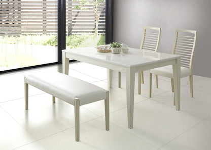 ダイニングベンチ 単品 幅110 単品 ベンチ チェア 椅子 いす 合皮 ホワイト 白 PVC おしゃれ モダン 北欧 シンプル 背もたれ インテリア(代引不可)