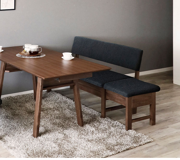 ダイニングチェア 伸長式 幅130(162)cm 2~3人掛け 伸縮 背もたれ付き ファブリック 北欧 おしゃれ ウォールナット オーク 伸長チェア リビング ダイニング 食卓椅子(代引不可)