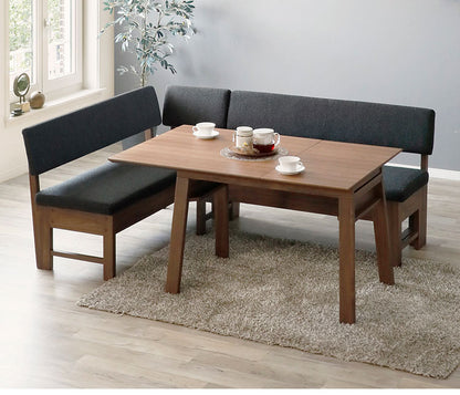 ダイニングチェア 伸長式 幅130(162)cm 2~3人掛け 伸縮 背もたれ付き ファブリック 北欧 おしゃれ ウォールナット オーク 伸長チェア リビング ダイニング 食卓椅子(代引不可)