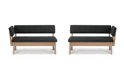 ダイニングチェア カウチ 幅139cm 2人掛け 座面高43cm 背もたれ付き ファブリック 北欧 おしゃれ ウォールナット オーク 食卓椅子 リビング ダイニング(代引不可)