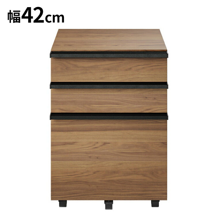 ワゴン 幅42cm 木製 突板 キャスター付き 高級感 プリンターワゴン 机 デスク 引き出し 収納 リビング ダイニング リモートワーク 在宅勤務 オフィス収納 サイドチェスト(代引不可)