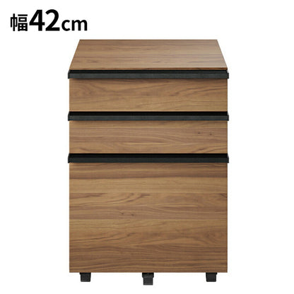 ワゴン 幅42cm 木製 突板 キャスター付き 高級感 プリンターワゴン 机 デスク 引き出し 収納 リビング ダイニング リモートワーク 在宅勤務 オフィス収納 サイドチェスト(代引不可)