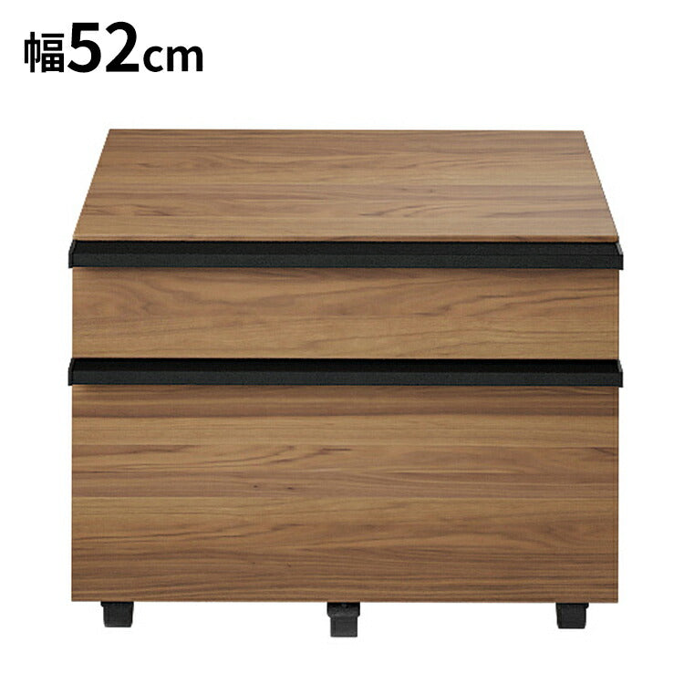 ワゴン 幅52cm 木製 突板 キャスター付き 高級感 プリンターワゴン 机 デスク 引き出し 収納 リビング ダイニング リモートワーク 在宅勤務 オフィス収納 サイドチェスト(代引不可)