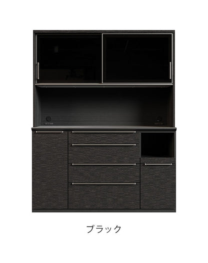 食器棚 幅160cm キッチンボード レンジボード ガラス戸 ブラック ホワイト セラミック天板 レンジ台 キッチンボード ダイニングボード リビング ダイニング 台所 家族 ファミリー(代引不可)