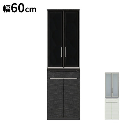 食器棚 幅60cm レンジボード ガラス戸 ブラック ホワイト セラミック天板 コンパクト レンジ台 キッチンボード ダイニングボード リビング ダイニング 台所 家族 ファミリー(代引不可)