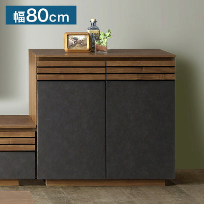 サイドボード セラミック調 ミドルボード 完成品 幅80 奥行40 高さ75 キャビネット テレビ台 ハイタイプ 一人暮らし おしゃれ リビング 収納(代引不可)
