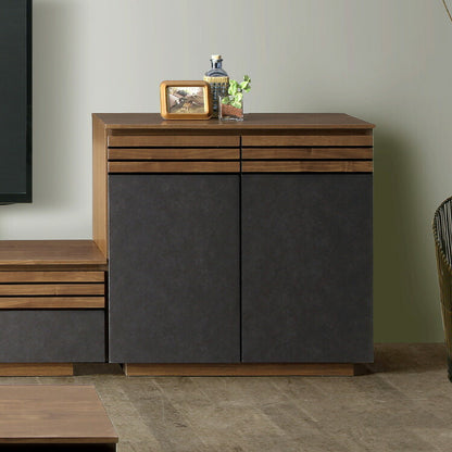 サイドボード セラミック調 ミドルボード 完成品 幅80 奥行40 高さ75 キャビネット テレビ台 ハイタイプ 一人暮らし おしゃれ リビング 収納(代引不可)