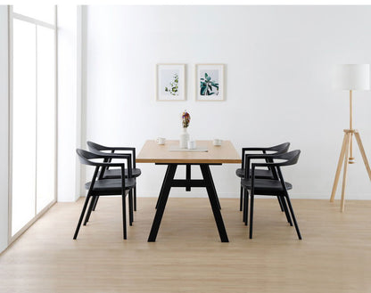 ダイニングテーブル 幅150 単品 4人掛け おしゃれ 北欧 オーク 天然木 食卓テーブル ナチュラル ブラック脚 テーブル(代引不可)