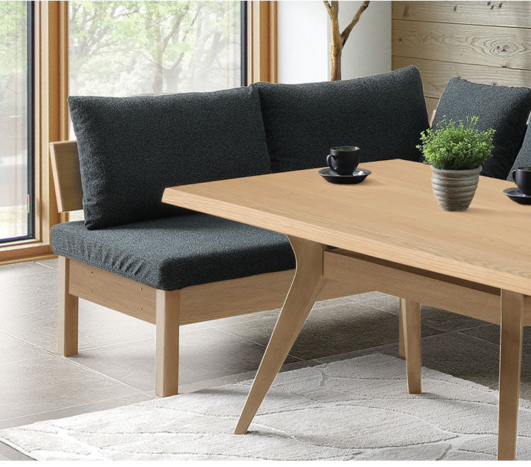 ダイニングチェア 幅120cm 背もたれ付き 座面高42cm 木脚 ファブリック 木製 北欧 おしゃれ ミディアムブラウン ライトブラウン 食卓椅子 リビング ダイニング 椅子 チェア(代引不可)