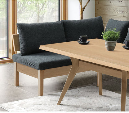 ダイニングチェア 幅120cm 背もたれ付き 座面高42cm 木脚 ファブリック 木製 北欧 おしゃれ ミディアムブラウン ライトブラウン 食卓椅子 リビング ダイニング 椅子 チェア(代引不可)