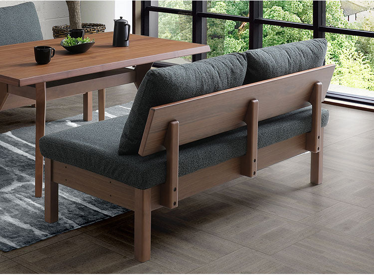 ダイニングチェア 幅120cm 背もたれ付き 座面高42cm 木脚 ファブリック 木製 北欧 おしゃれ ミディアムブラウン ライトブラウン 食卓椅子 リビング ダイニング 椅子 チェア(代引不可)