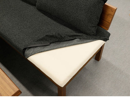 ダイニングチェア 幅120cm 背もたれ付き 座面高42cm 木脚 ファブリック 木製 北欧 おしゃれ ミディアムブラウン ライトブラウン 食卓椅子 リビング ダイニング 椅子 チェア(代引不可)