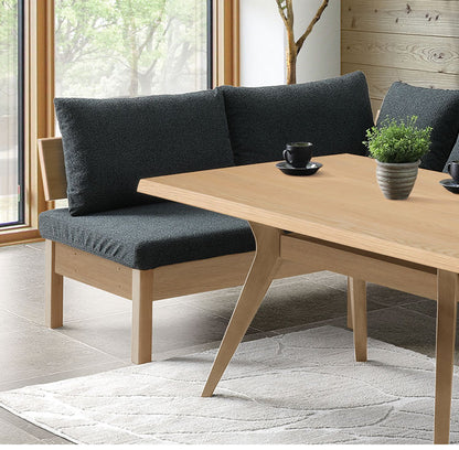 ダイニングチェア 幅150cm 背もたれ付き 座面高42cm 木脚 ファブリック 木製 北欧 おしゃれ ミディアムブラウン ライトブラウン 食卓椅子 リビング ダイニング 椅子 チェア(代引不可)