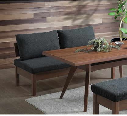 ダイニングチェア 幅150cm 背もたれ付き 座面高42cm 木脚 ファブリック 木製 北欧 おしゃれ ミディアムブラウン ライトブラウン 食卓椅子 リビング ダイニング 椅子 チェア(代引不可)