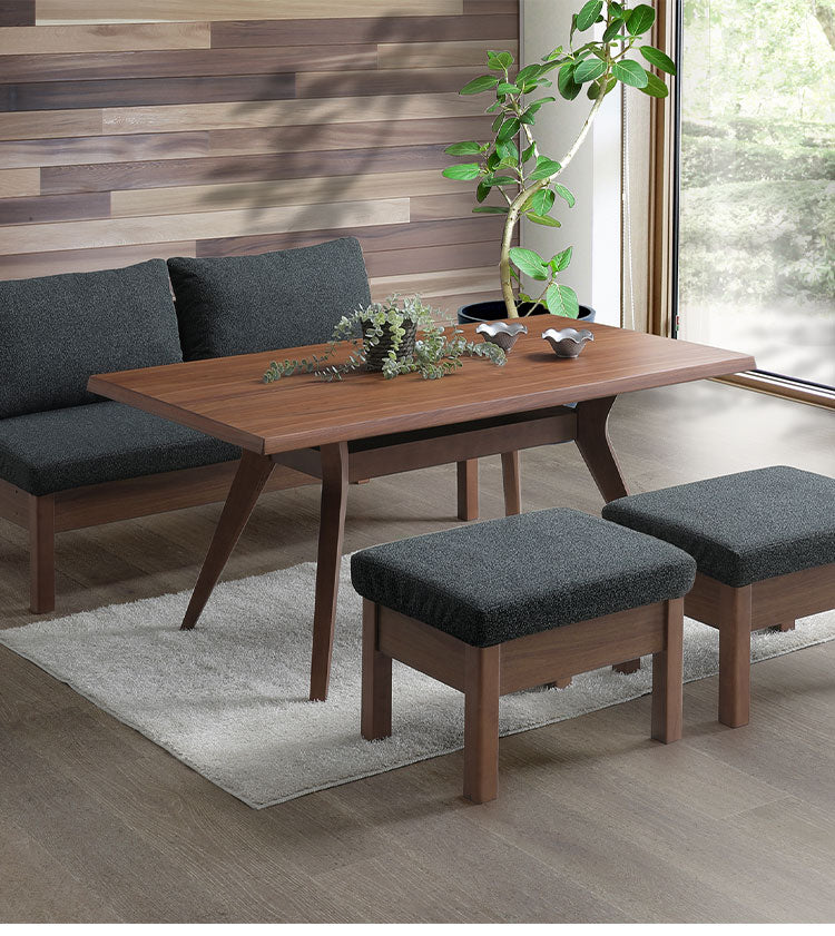 ダイニングテーブル 4人掛け 150×85cm 木製 棚付き 4本脚 リビングテーブル 北欧 おしゃれ ウォールナット オーク リビング ダイニング 食卓 テーブル(代引不可)