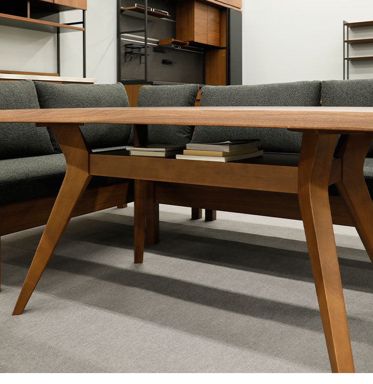 ダイニングテーブル 4人掛け 150×85cm 木製 棚付き 4本脚 リビングテーブル 北欧 おしゃれ ウォールナット オーク リビング ダイニング 食卓 テーブル(代引不可)