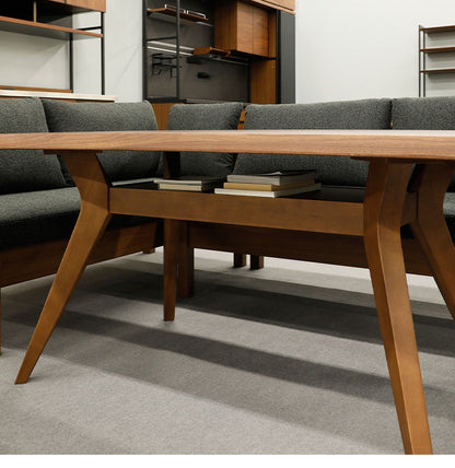 ダイニングテーブル 4人掛け 150×85cm 木製 棚付き 4本脚 リビングテーブル 北欧 おしゃれ ウォールナット オーク リビング ダイニング 食卓 テーブル(代引不可)