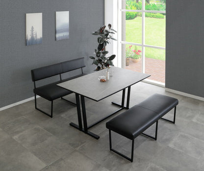 ダイニングベンチ 幅140 単品 背もたれあり ベンチ おしゃれ 椅子 イス いす チェア ナチュラル ブラック PVC レザー 北欧(代引不可)