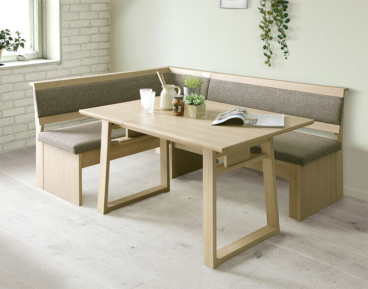 ダイニングベンチ カウチ チェア ベンチ 単品 幅140 奥行59 高さ77 座面高さ42 リビング 省スペース ファブリック 撥水 オーク 天然木(代引不可)