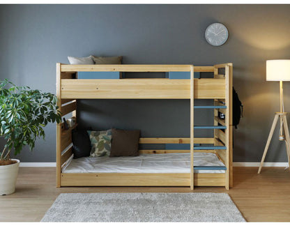 2段ベッド 木製 ヒノキ材 コンセント付き 耐震設計 高さ調節可能 シングルベッド 垂直はしご 分割 分離 寝室 ベッド シンプル 子供部屋 コンパクト おしゃれ 社員寮 学生寮(代引不可)