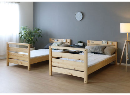 2段ベッド 木製 ヒノキ材 コンセント付き 耐震設計 高さ調節可能 シングルベッド 垂直はしご 分割 分離 寝室 ベッド シンプル 子供部屋 コンパクト おしゃれ 社員寮 学生寮(代引不可)