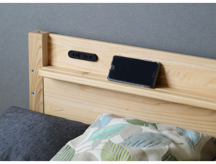 2段ベッド 木製 ヒノキ材 コンセント付き 耐震設計 高さ調節可能 シングルベッド 垂直はしご 分割 分離 寝室 ベッド シンプル 子供部屋 コンパクト おしゃれ 社員寮 学生寮(代引不可)