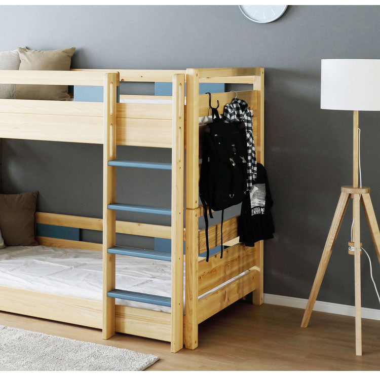 2段ベッド 木製 ヒノキ材 コンセント付き 耐震設計 高さ調節可能 シングルベッド 垂直はしご 分割 分離 寝室 ベッド シンプル 子供部屋 コンパクト おしゃれ 社員寮 学生寮(代引不可)