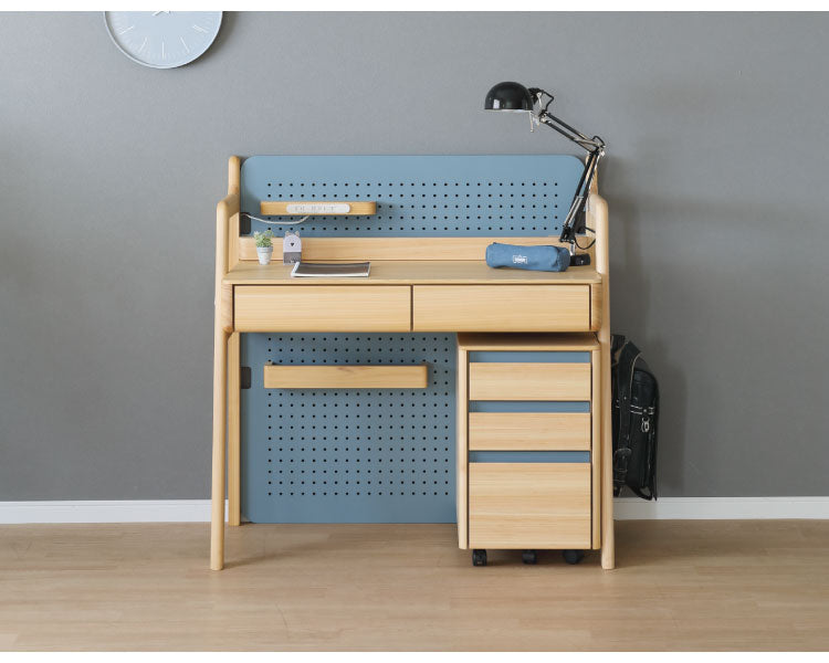 デスク 幅100×奥行55cm 木製 ヒノキ材 学習デスク 勉強机 コンパクト リビング 子供部屋 引き出し付き 子供 子ども キッズ おしゃれ 男の子 女の子 小学生 中学生(代引不可)