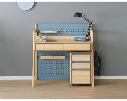 デスク 幅100×奥行55cm 木製 ヒノキ材 学習デスク 勉強机 コンパクト リビング 子供部屋 引き出し付き 子供 子ども キッズ おしゃれ 男の子 女の子 小学生 中学生(代引不可)