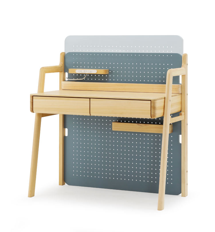 デスク 幅100×奥行55cm 木製 ヒノキ材 学習デスク 勉強机 コンパクト リビング 子供部屋 引き出し付き 子供 子ども キッズ おしゃれ 男の子 女の子 小学生 中学生(代引不可)